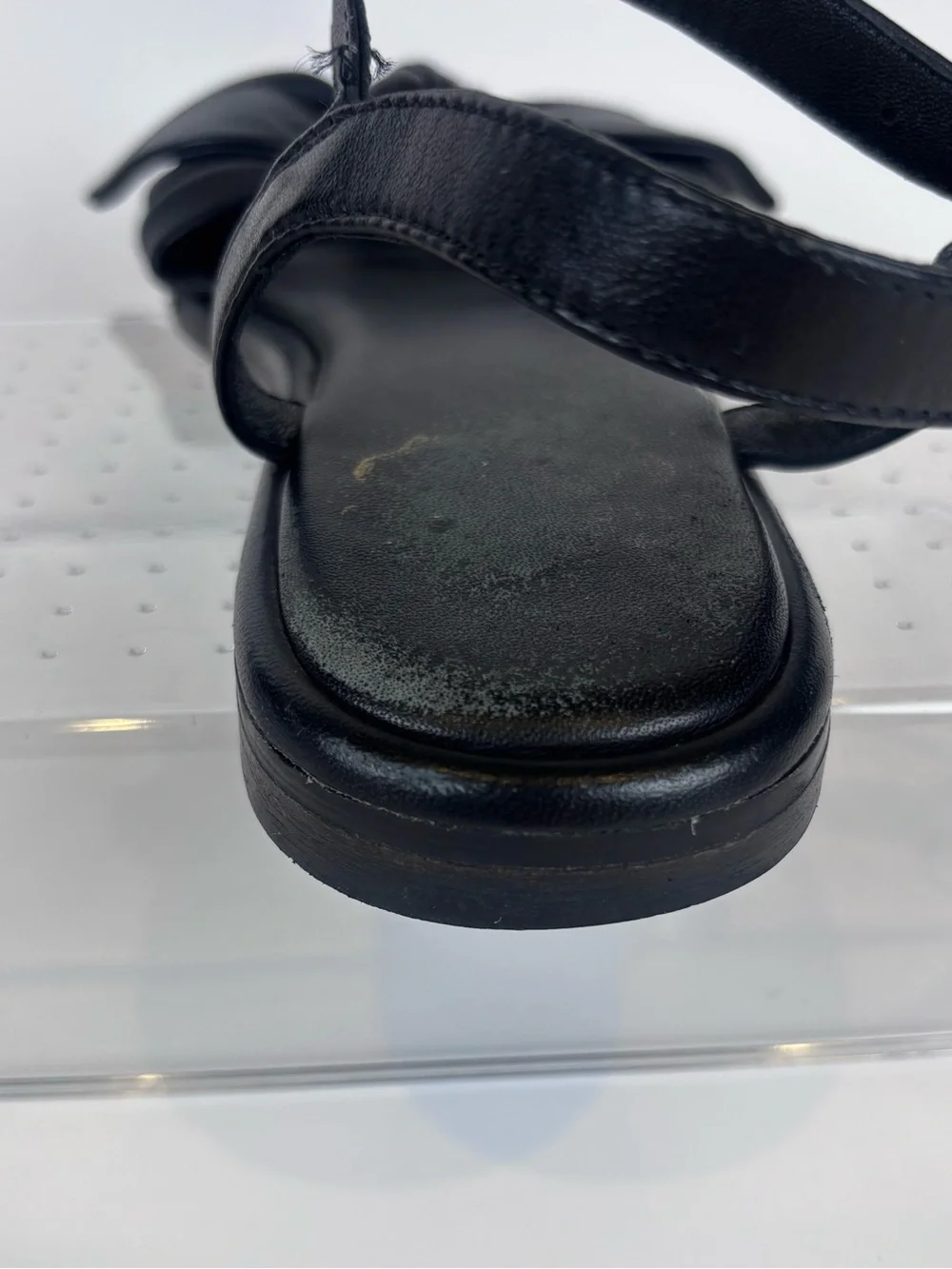 Ted Baker London Halah Black Leather Bow Flat Sandals Sz 6